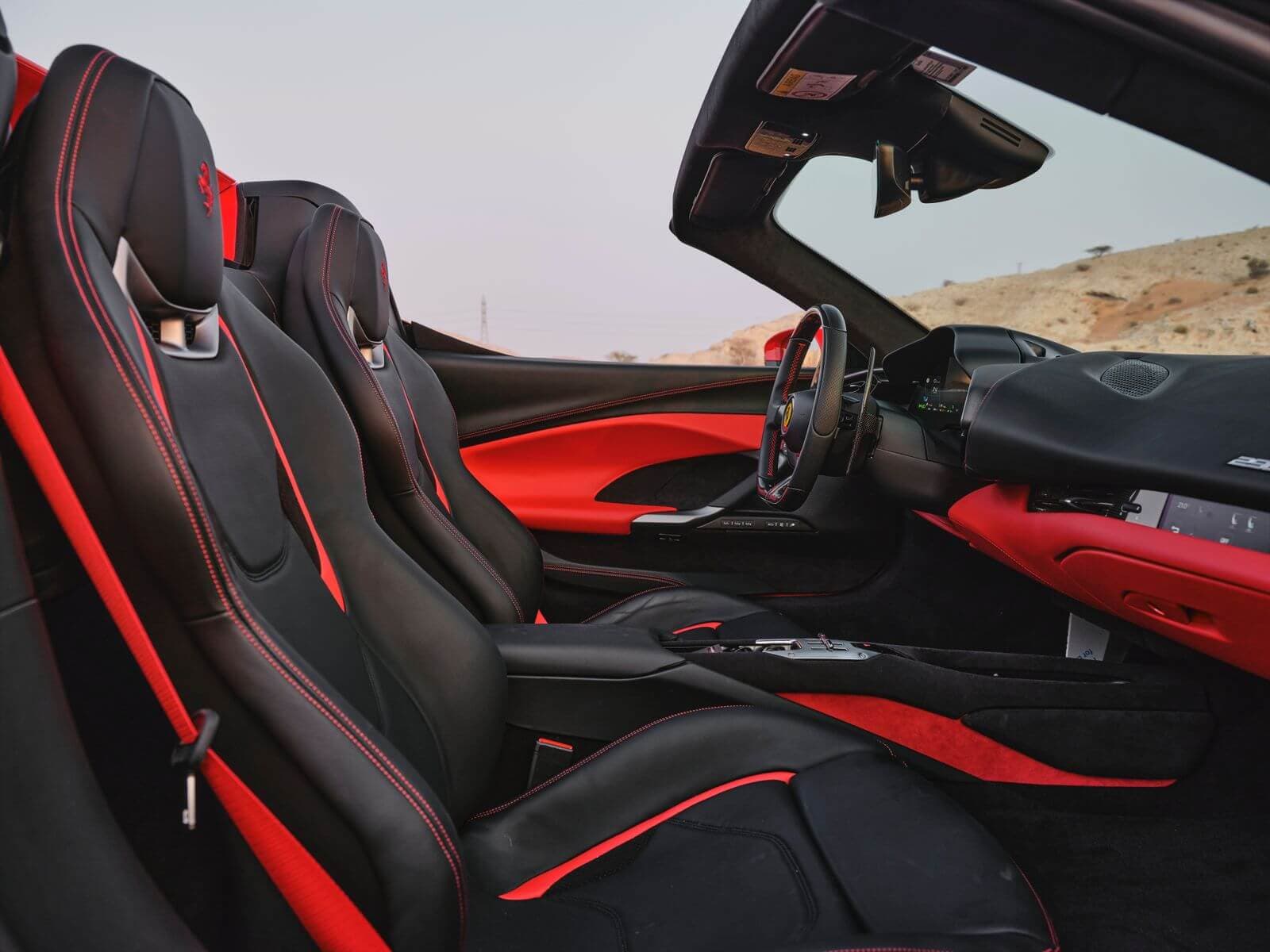 Ferrari 296 GTS Spyder — Red luxury car rental Dubai — view 12