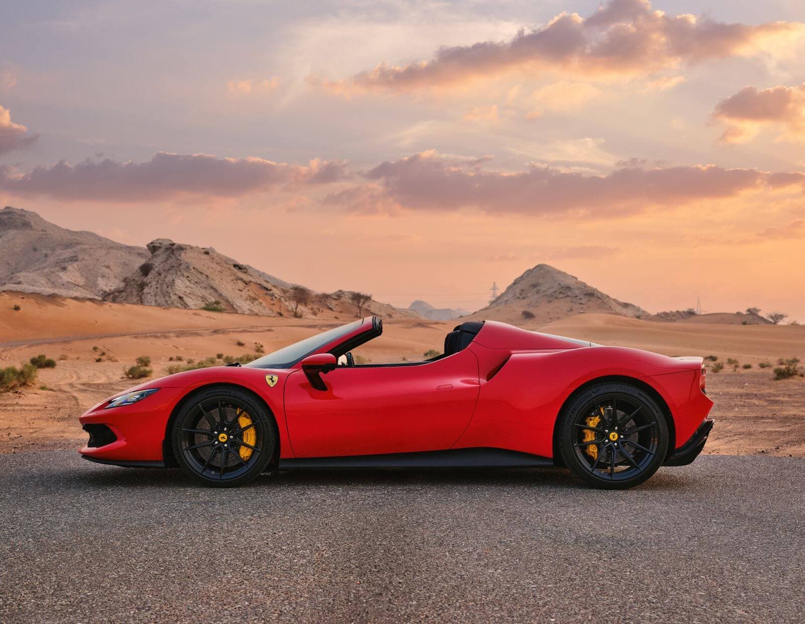 Ferrari 296 GTS Spyder — Red luxury car rental Dubai — view 4