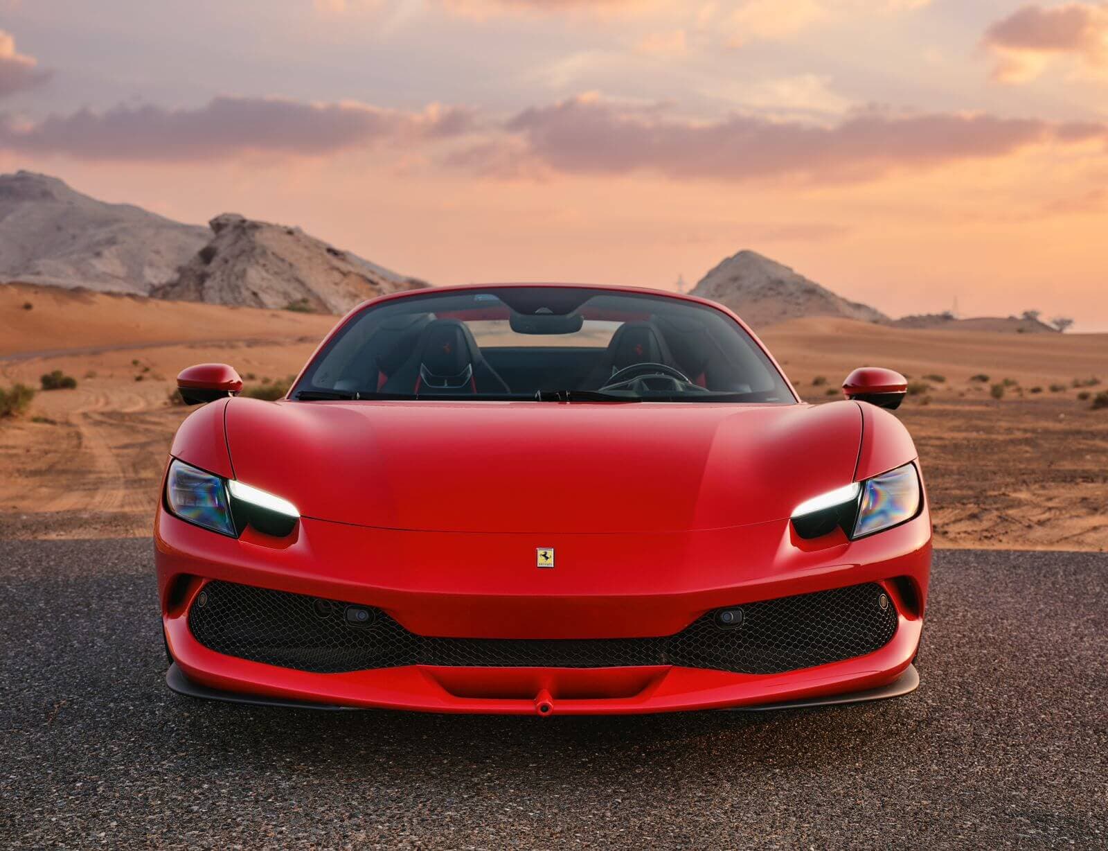 Ferrari 296 GTS Spyder — Red luxury car rental Dubai — view 2