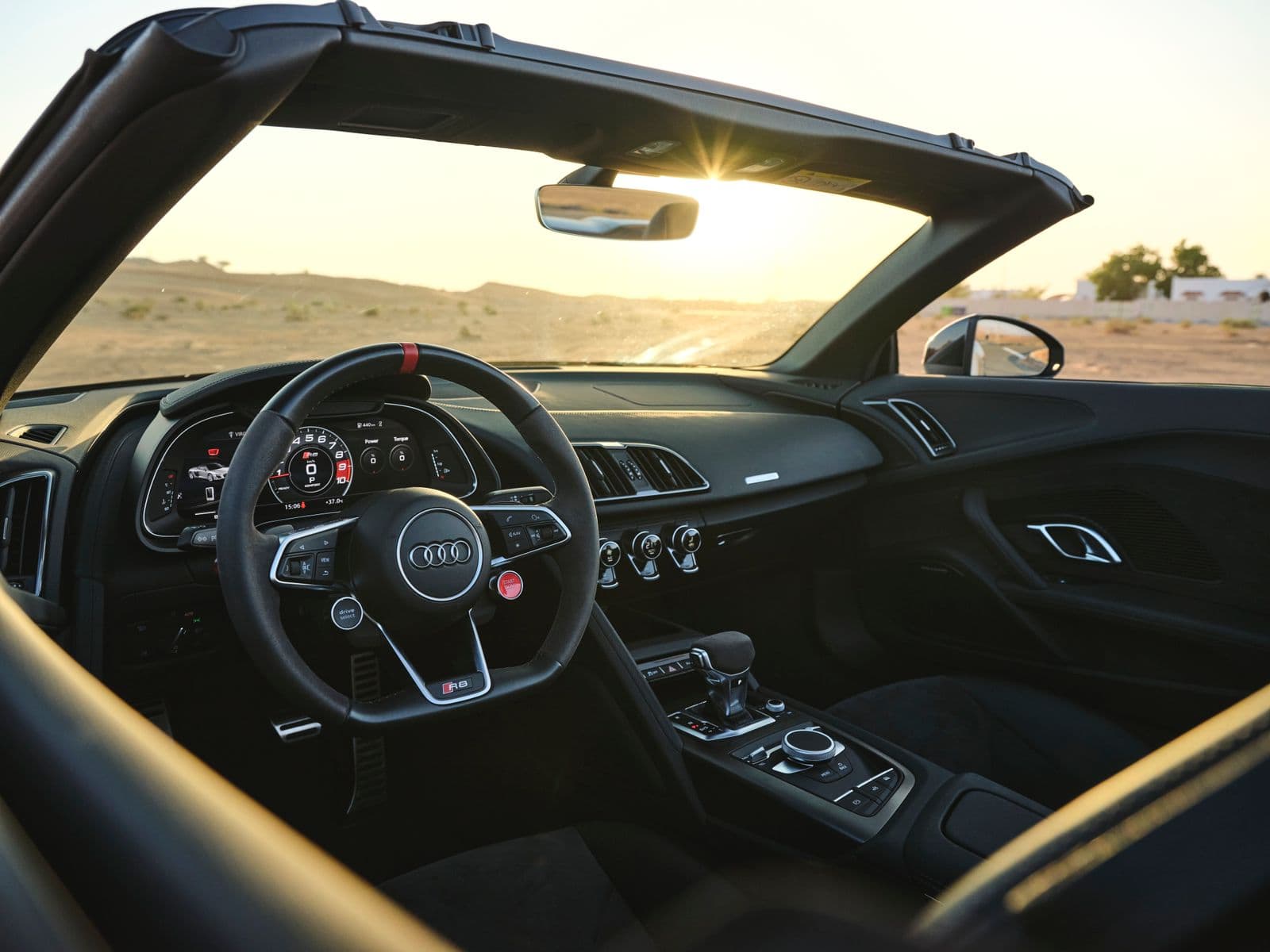 Audi R8 Spyder — Black luxury car rental Dubai — view 7