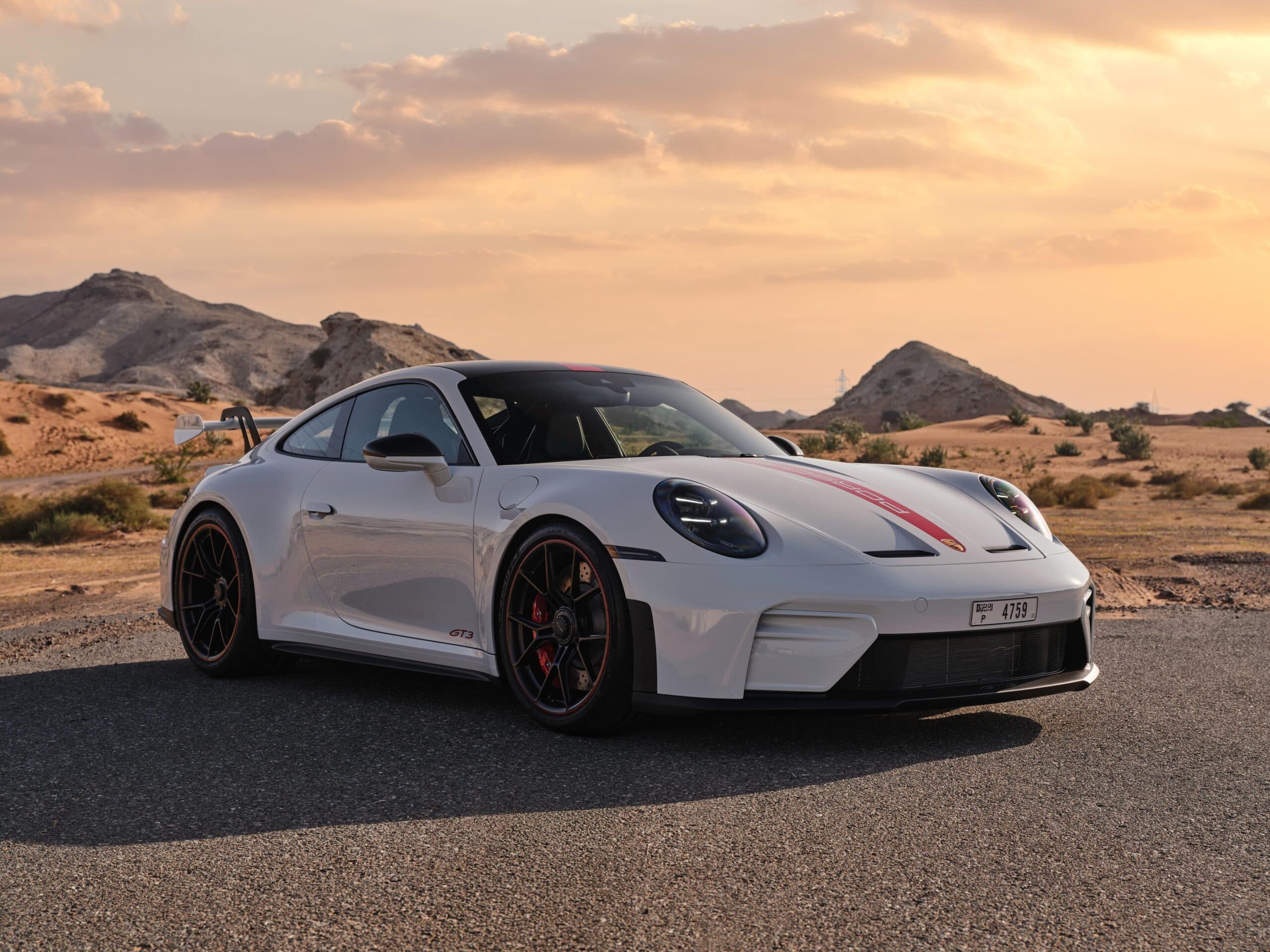Porsche 911 GT3 2026 — White luxury car rental Dubai — view 1